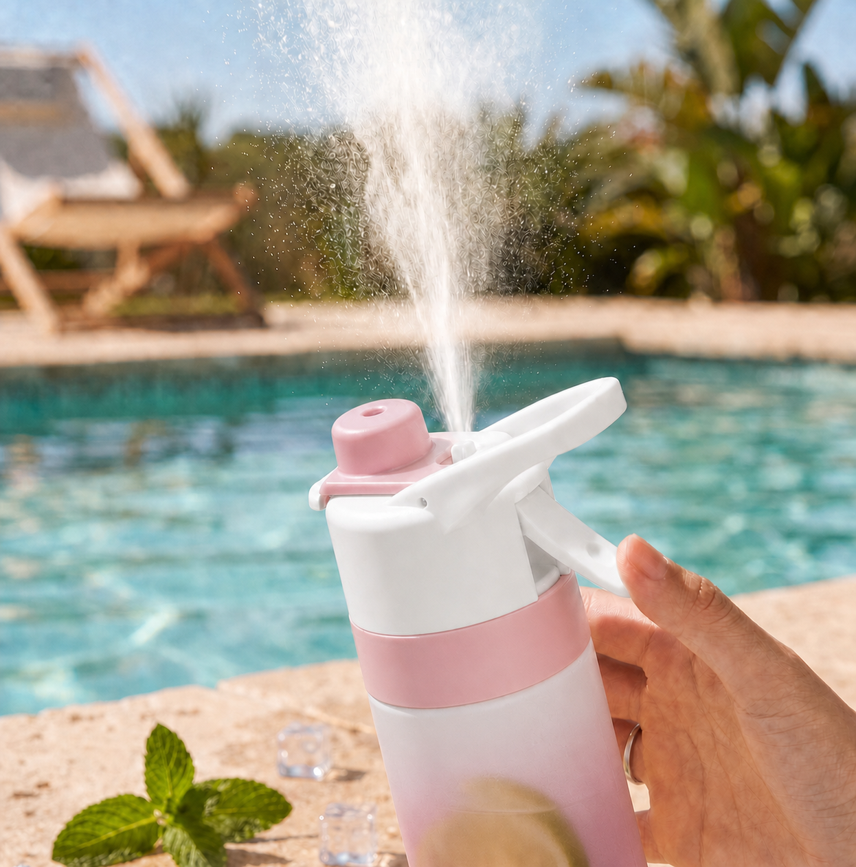 Drink & Refresh - Gourde Brumisateur 2 en 1 - Rose
